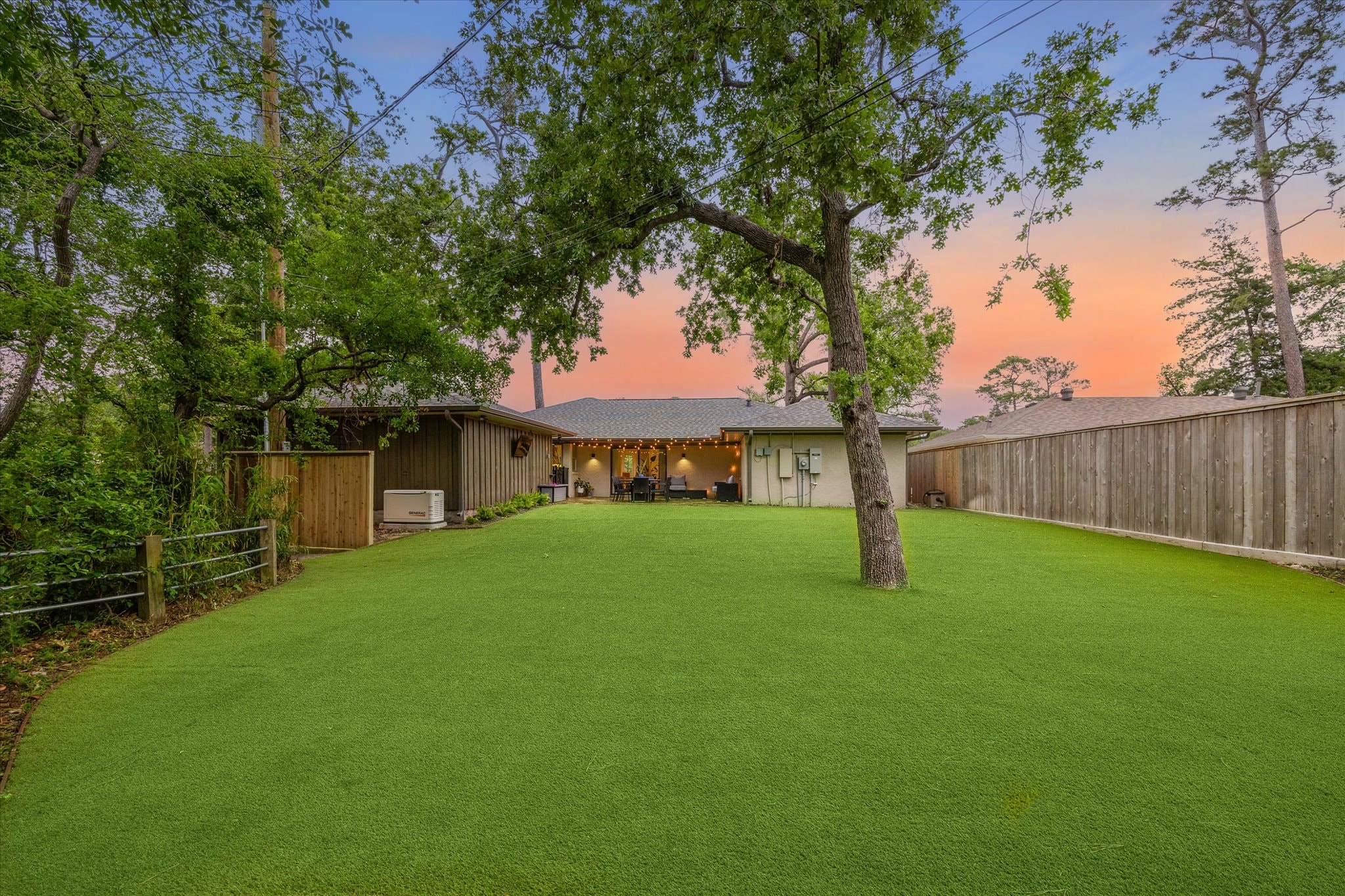 Backyard patio and lawn